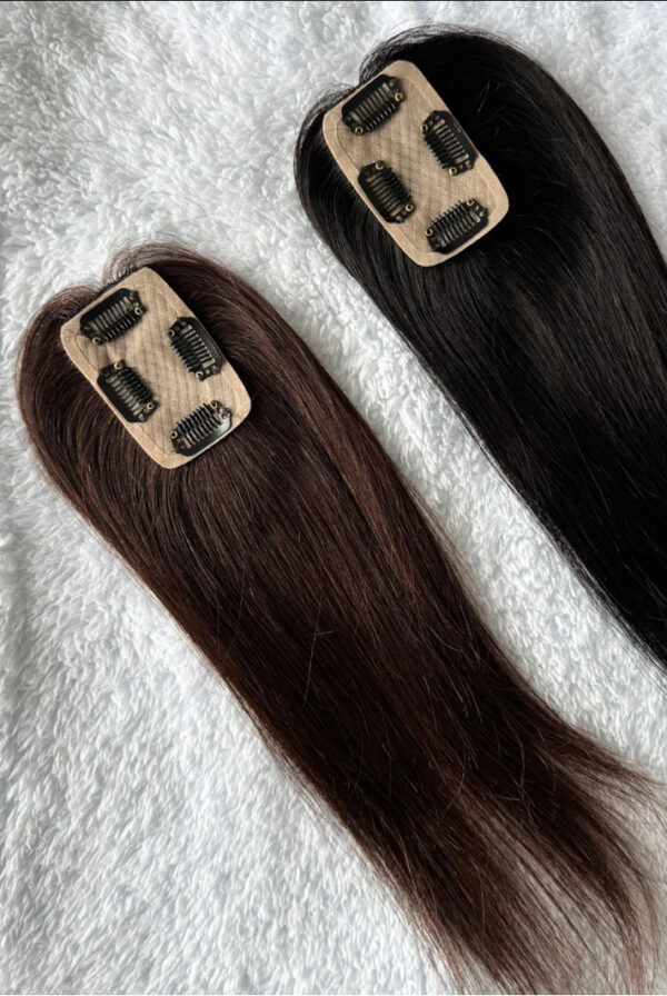 Small Scalp Topper Hair Extensions For Women | Silk base & 100% Human Hair - Image 2